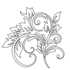 Floral Design A classic black and white floral design element featuring elegant, curved leaves and intricate detailing. Ornamental Perfect for use in decorative borders, logos