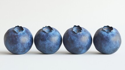 Fresh Blueberries in a Row on White Background for Healthy Eating