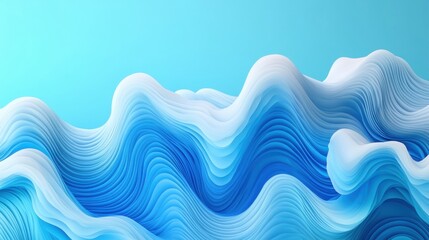 Abstract Blue Waves with Smooth Curves and Soft Gradients in Background