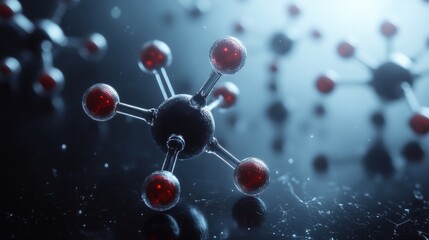Abstract Representation of Molecules with Red and Black Atoms