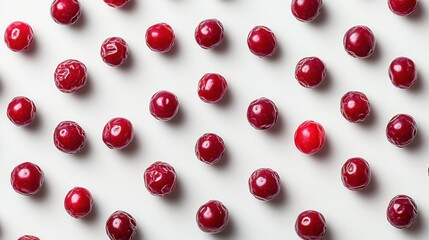 Fresh Red Berries Arranged in a Pattern on Light Background