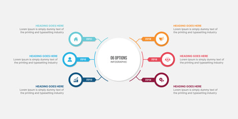 Six Options Circular Cycle Infographic Template Design