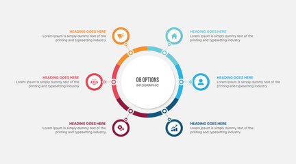 Six Options Circular Cycle Infographic Template Design