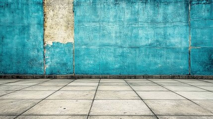 Grungy Blue Wall and Floor Tile Background for Creative Projects