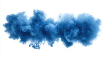 Vibrant Blue Smoke Cloud against White Background for Creative Projects