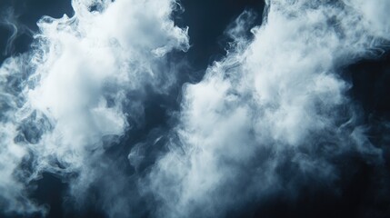 Obraz premium White cloud isolated on black background ,Textured smoke ,brush effect.