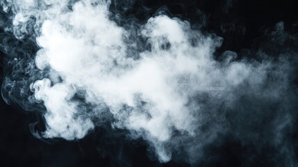 White cloud isolated on black background ,Textured smoke ,brush effect.