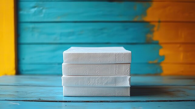 A stack of paper napkins serves as a mockup with ample space for adding your own design or graphic elements, showcasing its potential for customization