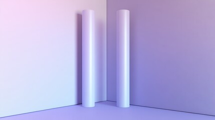 Obraz premium Two Cylindrical Forms in a Corner of a Room