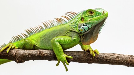 Fototapeta premium Vibrant Green Iguana Resting on a Branch