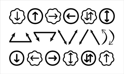 Black arrow collection vector design icon set on white background.