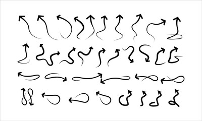 Black arrow collection vector design icon set on white background.