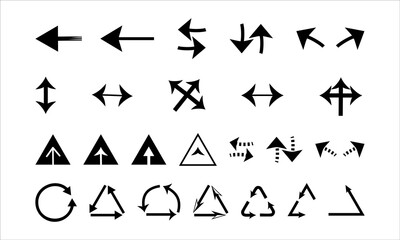 Black arrow collection vector design icon set on white background.