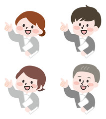 指差しで教える人物のセット