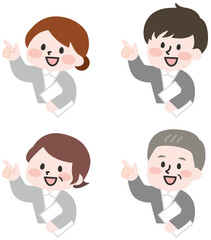 指差しで教える人物のセット