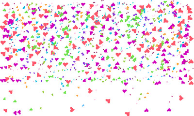 confetti isolated Heart Symbol on white background, Multi colored heart shaped Spread confetti design. celebration template.
