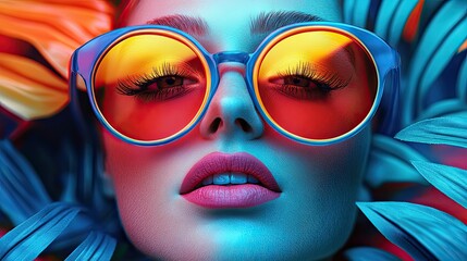 A summer design featuring a pair of sunglasses, capturing the bright and fun essence of the season