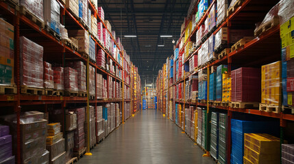 Obraz premium AI-powered warehouse robots for sorting and categorizing products in distribution centers.