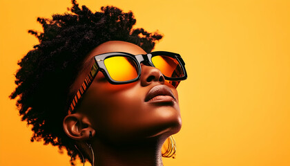 Photo - Woman with Afro and Sunglasses on Orange Background
