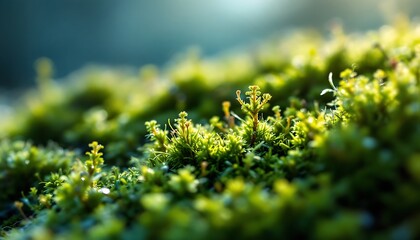 Obraz premium Luminous Moss, A Close-Up Study in Vibrant Green