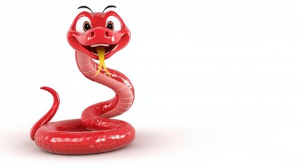 Fototapeta premium Playful red snake character digital illustration colorful environment fun concept for creative design