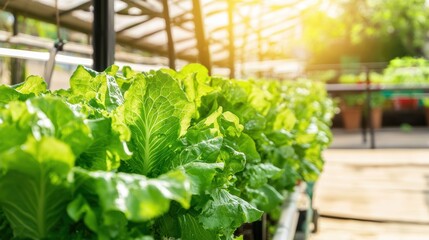 Growing fresh lettuce urban greenhouse concept city photography bright environment close-up view