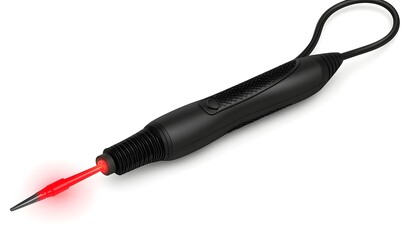 Red light therapy pen emitting beams.