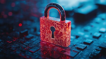 Cybersecurity concept digital lock symbolizing data protection in a tech environment