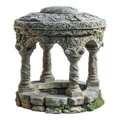 Fototapeta premium Intricate stone pavilion sculpture outdoor garden decorative art natural setting close-up view