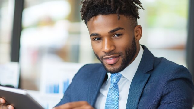 Consultant reviewing business analytics on a tablet