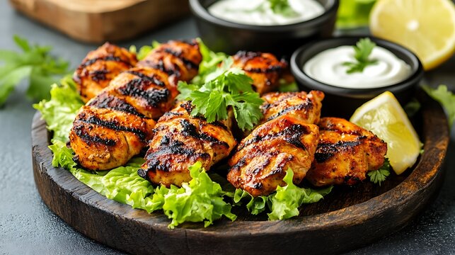 Chicken breast pieces sish kebab grilled