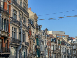 Fototapeta premium Historical residential house along Rue Lebeau in central Brussels, Belgium
