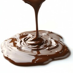 Melted Chocolate Pouring on White Background