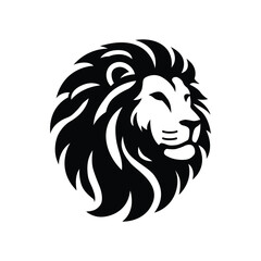Majestic lion head silhouette in black vector for emblem or tattoo design