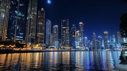 Obraz premium Magnificent City Skyline at Night