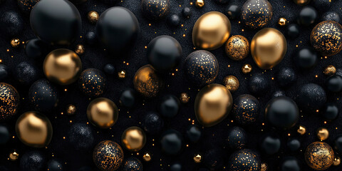 Festive Background with Black and Gold Balloons for Celebration Themes