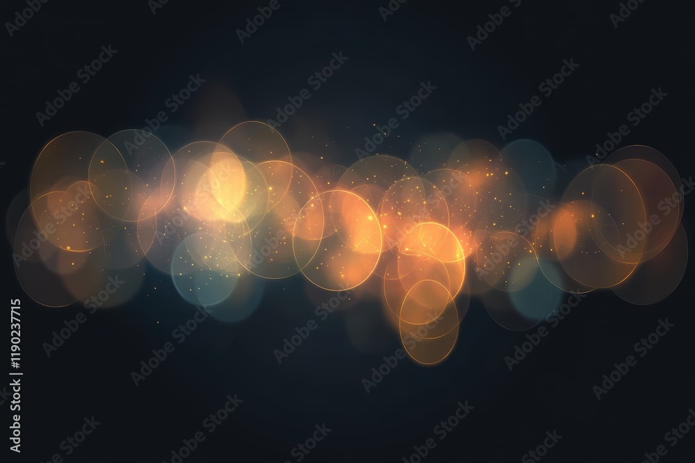 Wall mural a blurred bokeh light effect with soft glowing circles in various sizes, shimmering in golden hues a
