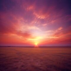 Obraz premium Vibrant Sunset Over a Calm Golden Field