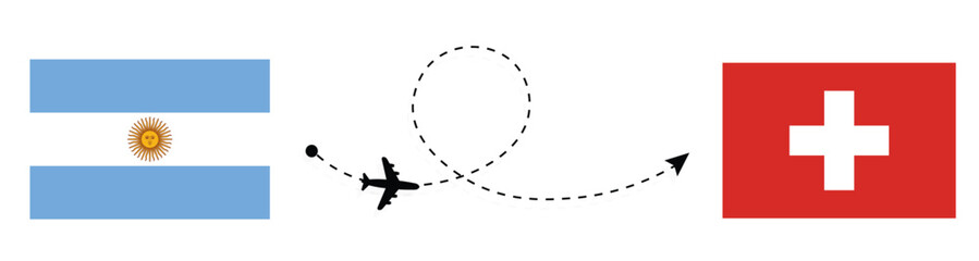 Argentina to Switzerland flight travel by air concept 