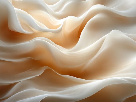 Soft, flowing beige fabric with gentle waves and folds. - Powered by Adobe