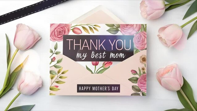 Floral envelope theme a minimalist greetings card for Mother Day