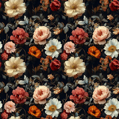 Nature flower, Seamless patterns in 3d style of floral.EXT-0038