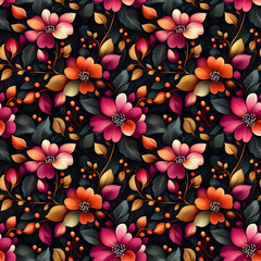 Nature flower, Seamless patterns in 3d style of floral.EXT-0020