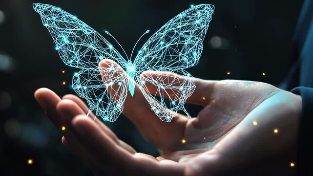 Digital Butterfly in Hands: A Metaphor for Innovation and Transformation