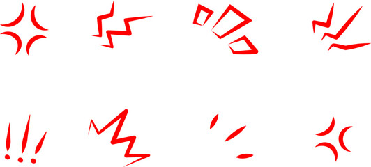 Angry Cartoon Anime Symbol Set, Rage Elements Illustration, ikari māku