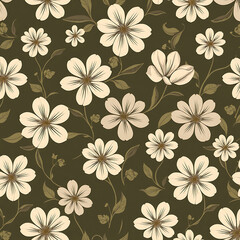 Seamless Endless Hand Painting Abstract Watercolor Metallic Colors Floral Flower Daisy