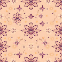 Seamless Endless Hand Painting Abstract Watercolor Metallic Colors Floral Flower Daisy