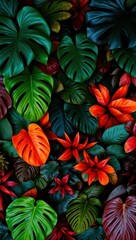 Naklejka premium Seamless floral pattern illustration of red and yellow poppy flowers on a textured background