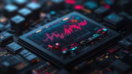 Conceptual image of financial market trends with glowing stock market charts and floating analytics,