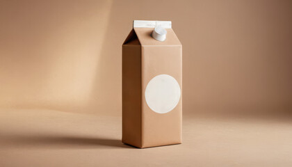 Minimalist milk carton on earthy background